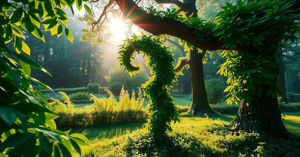A peaceful nature scene with lush greenery, symbolizing positivity and personal growth for Gemini.
