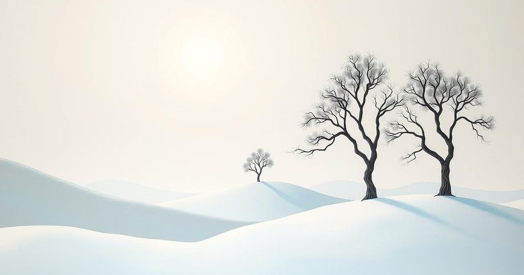 A serene and balanced landscape with soft white clouds and a luminous sky, symbolising growth and harmony.