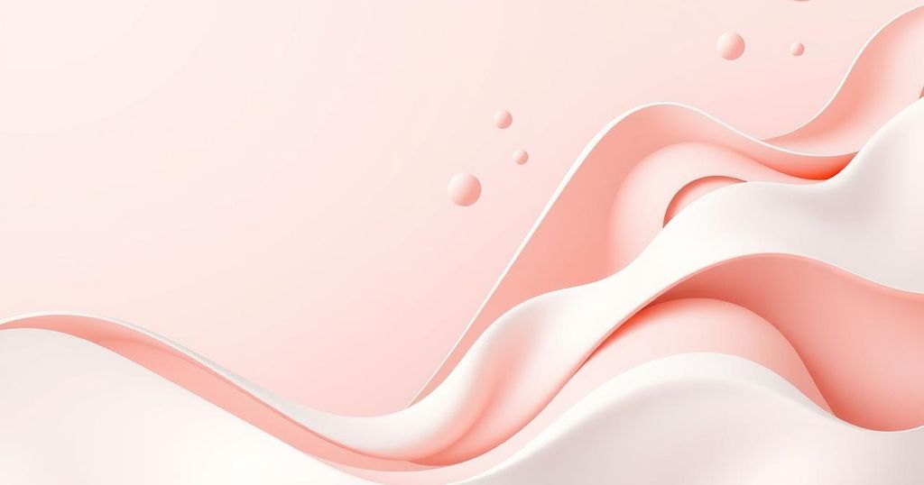 A calming pastel pink background with abstract shapes conveying harmony and positive communication.