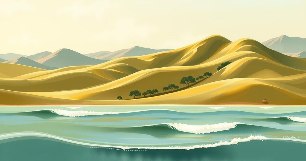 A serene landscape with calming olive tones, symbolising harmony and balance, evokes positivity and supportive relationships.