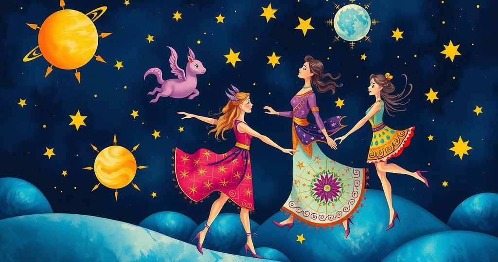 Astrological symbol art representing each zodiac sign in vibrant colours for weekly horoscopes.