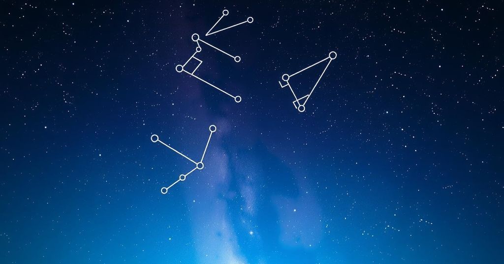 A starry night sky with constellations, reflecting a sense of wonder and guidance for the zodiac signs.