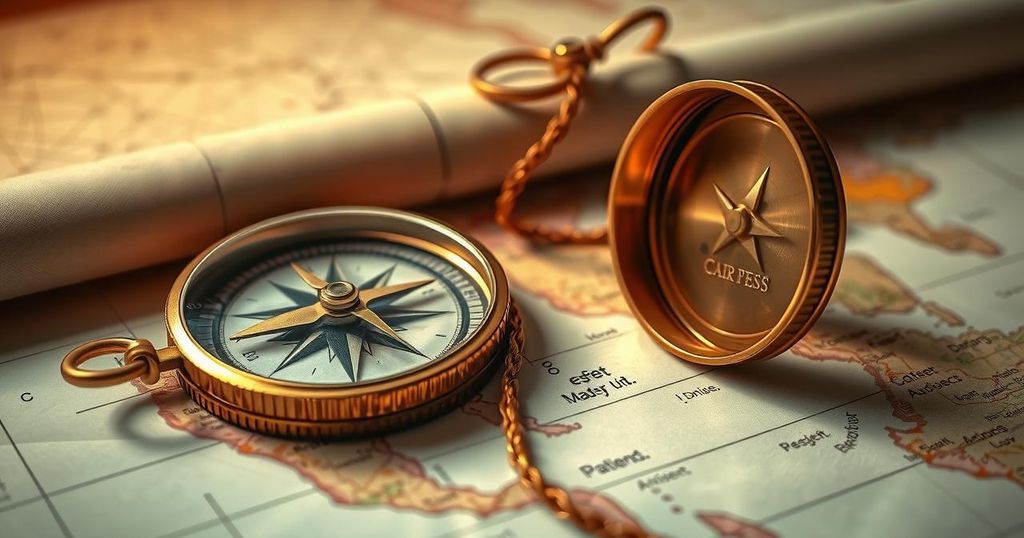 A golden compass representing guidance and patience for Sagittarius horoscope.