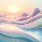 A serene landscape highlighting transformation and healing, with soft pastels and gentle curves.