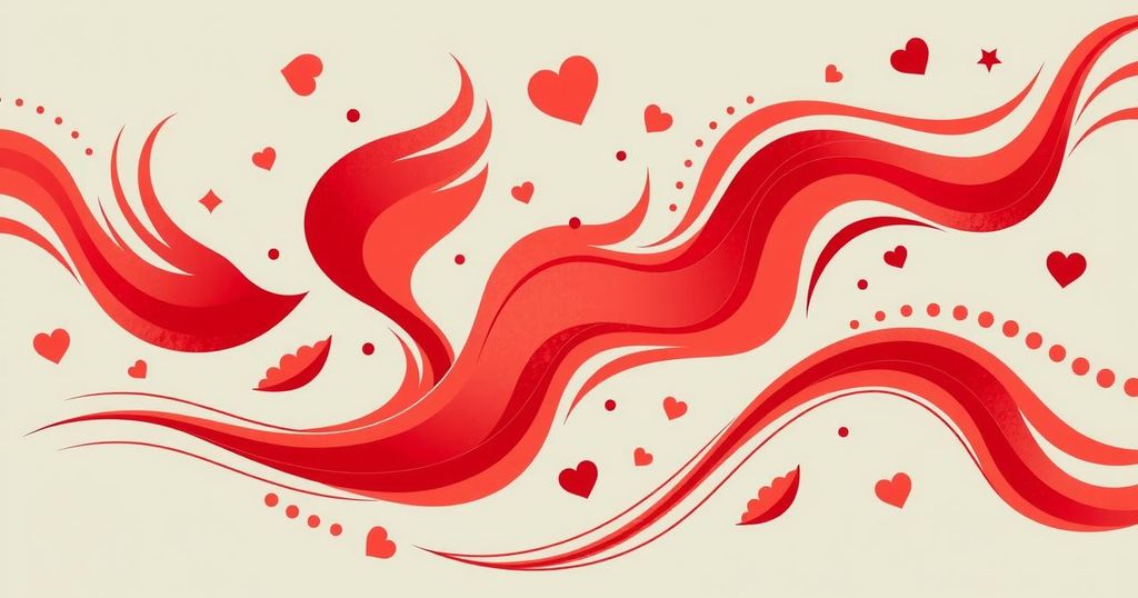 A bright red abstract design symbolising happiness and positivity for Aries horoscope.