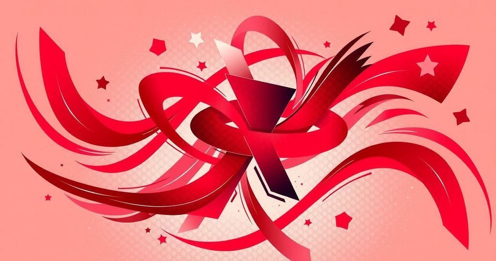 A vibrant ruby red background with abstract geometric shapes symbolising brotherhood and harmony in life.
