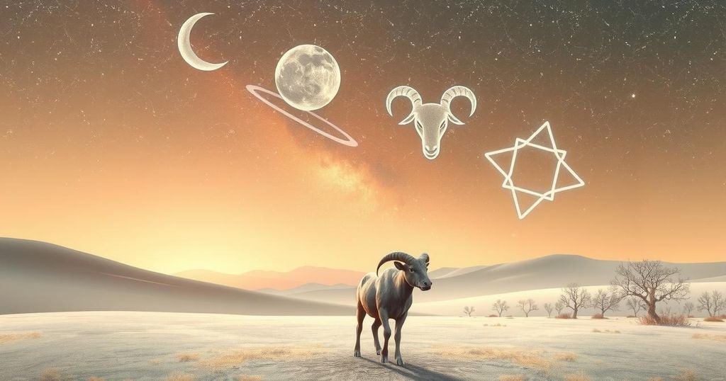 A celestial scene depicting Taurus season with peaceful earth tones and astrological symbols.
