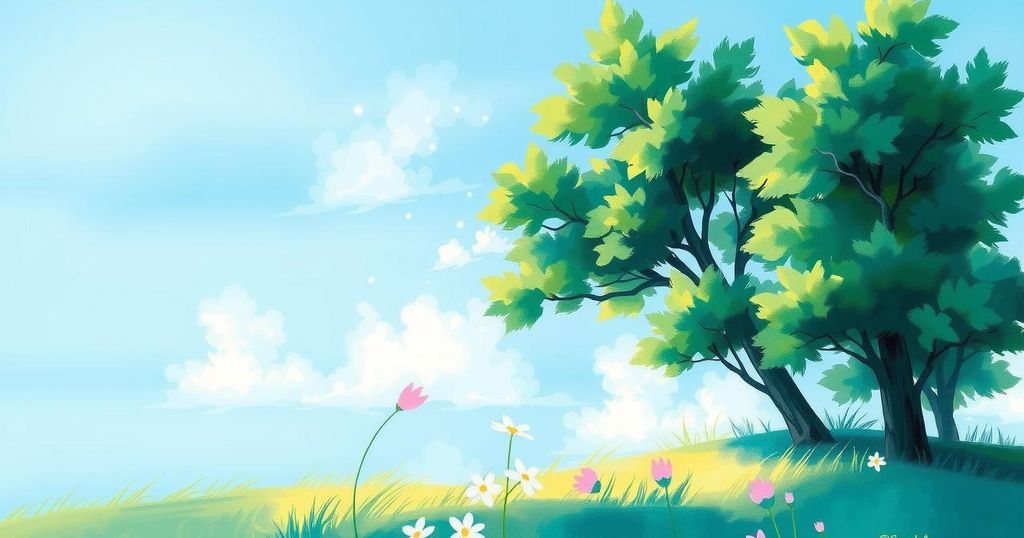 A serene landscape with aqua blue skies, symbolising growth and harmony for Gemini individuals today.