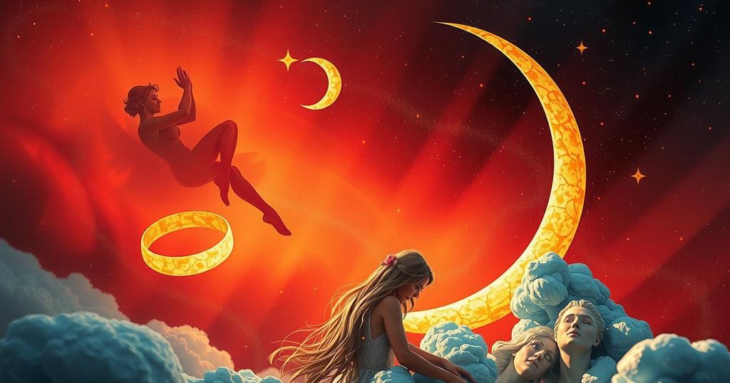 Vibrant astrological symbols representing hope and love, with Venus and Aries motifs in warm colours.