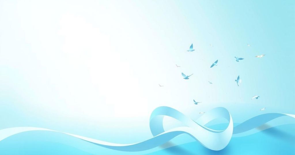 Aquarius themed abstract design representing education and growth in light blue hues.