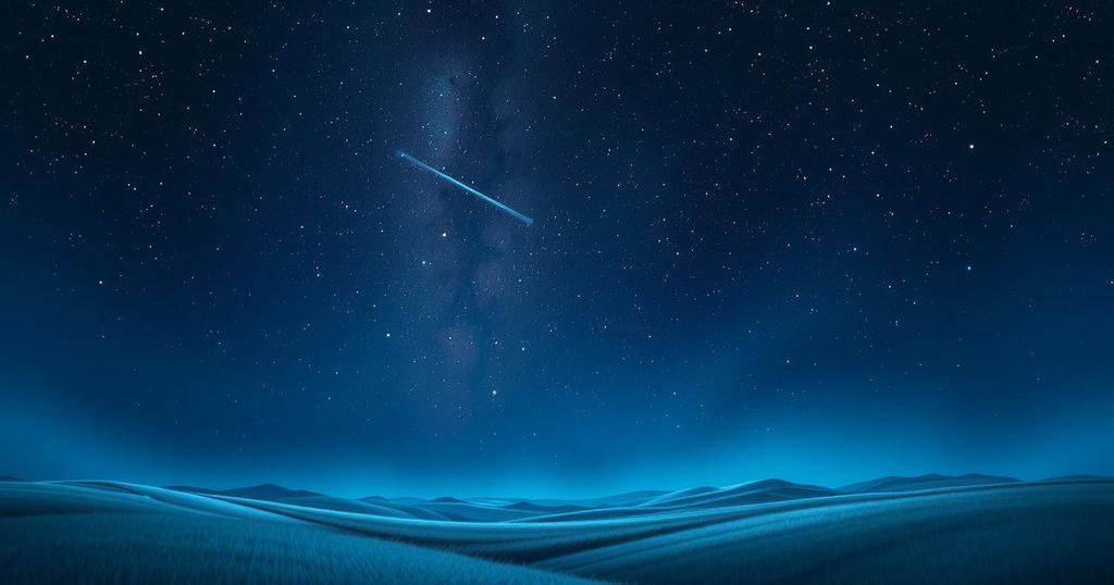 A serene night sky filled with stars over a peaceful landscape, symbolizing connection and reflection in romantic relationships.