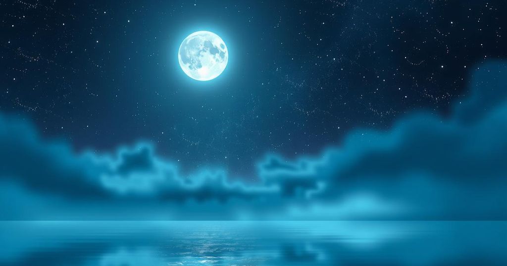 A tranquil night sky filled with stars and a soft glowing moon, evoking introspection and creativity.