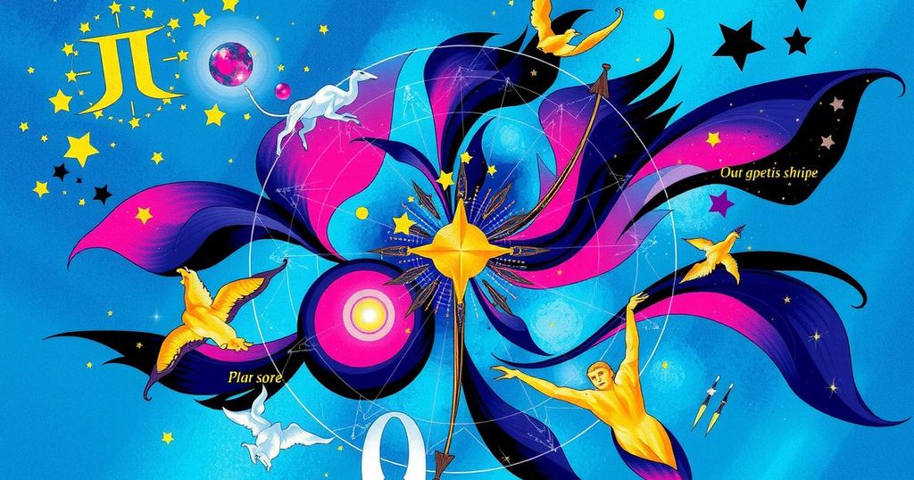 Colourful horoscope chart with zodiac symbols, stars, and celestial elements, exuding positivity and energy.
