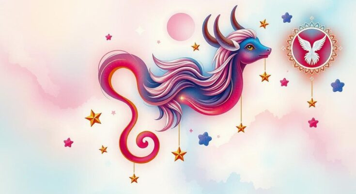 Artistic zodiac signs represent love horoscopes, featuring star motifs with pastel colours in a celestial style.