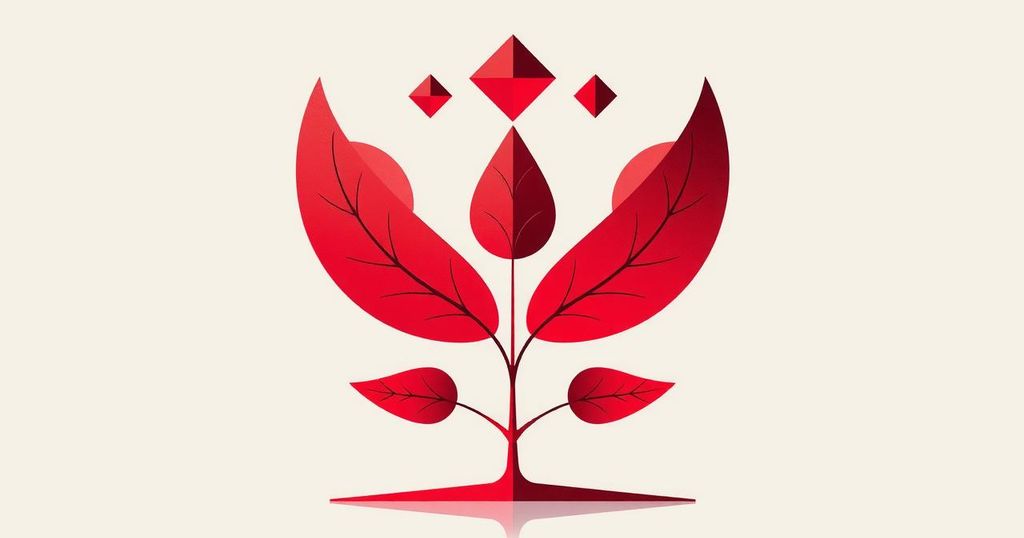 A warm, vibrant ruby red colour palette with geometric shapes representing harmony and positivity in relationships.