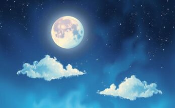Mystical Pisces new moon illuminating a starry night sky with sparkling celestial bodies and serene cosmic energy.