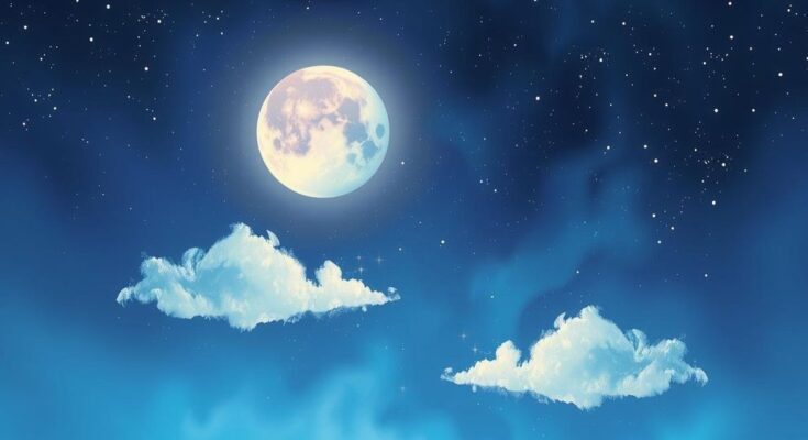 Mystical Pisces new moon illuminating a starry night sky with sparkling celestial bodies and serene cosmic energy.