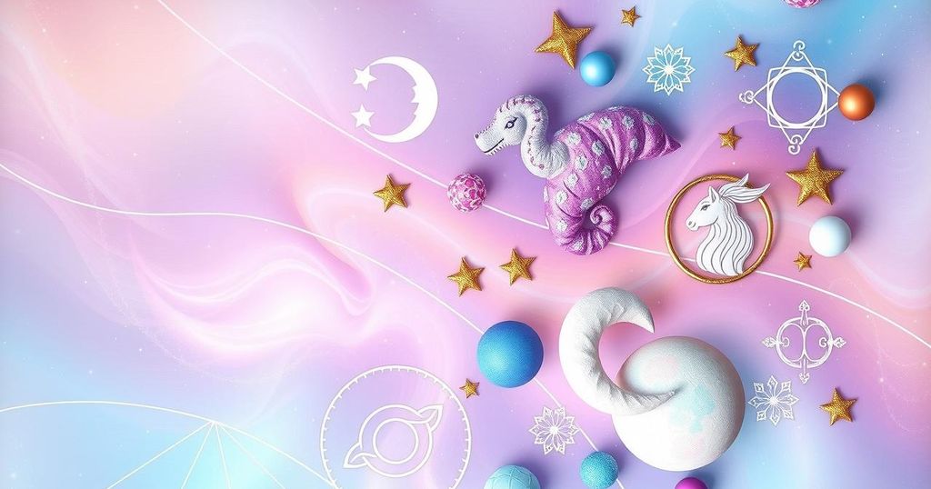 Astrological symbols with a vibrant cosmic background in pastel colours representing the zodiac signs.