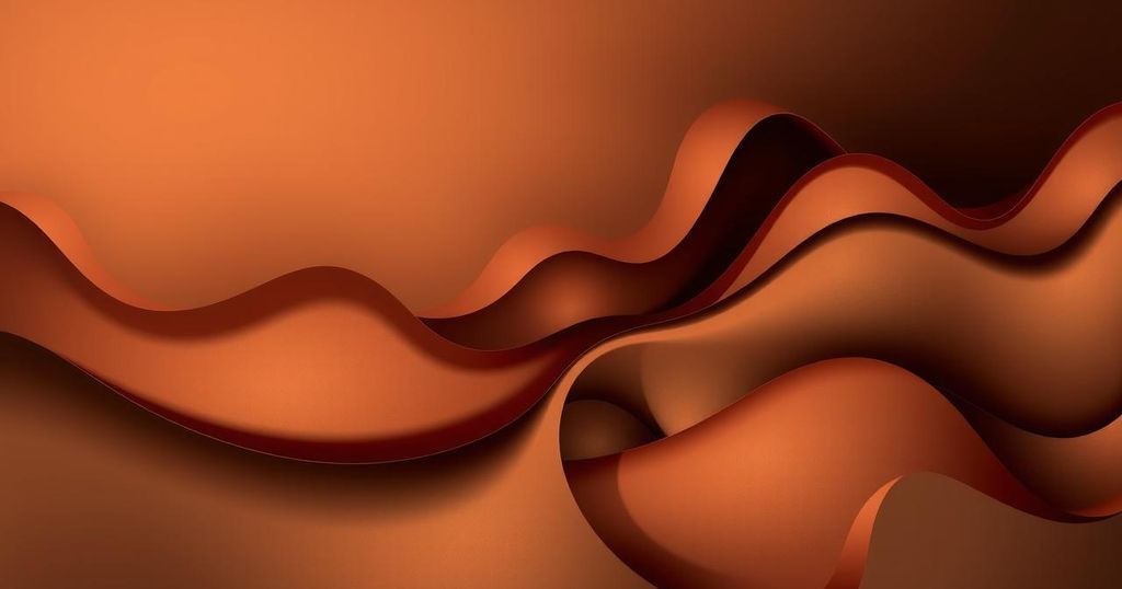 A tranquil abstract representation with dark brown hues and smooth flowing lines, symbolising calm and positive transformation.