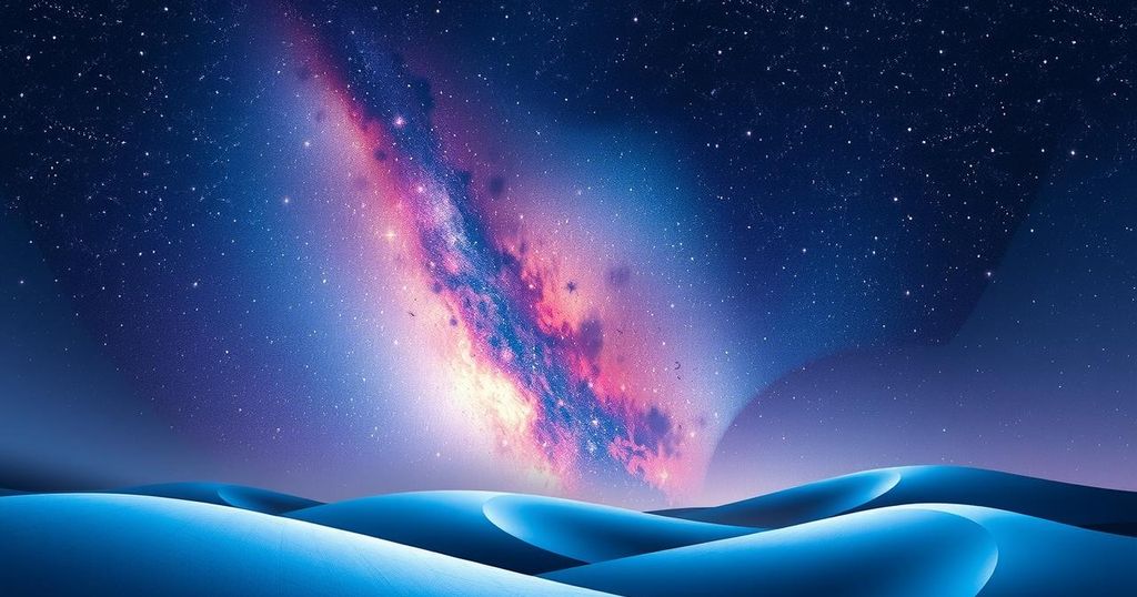 A serene landscape with vibrant stars and a cosmic theme, capturing the essence of daily horoscopes.