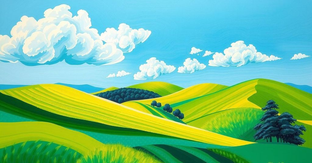 A serene landscape featuring lush greenery and a bright blue sky, symbolising positivity and health.