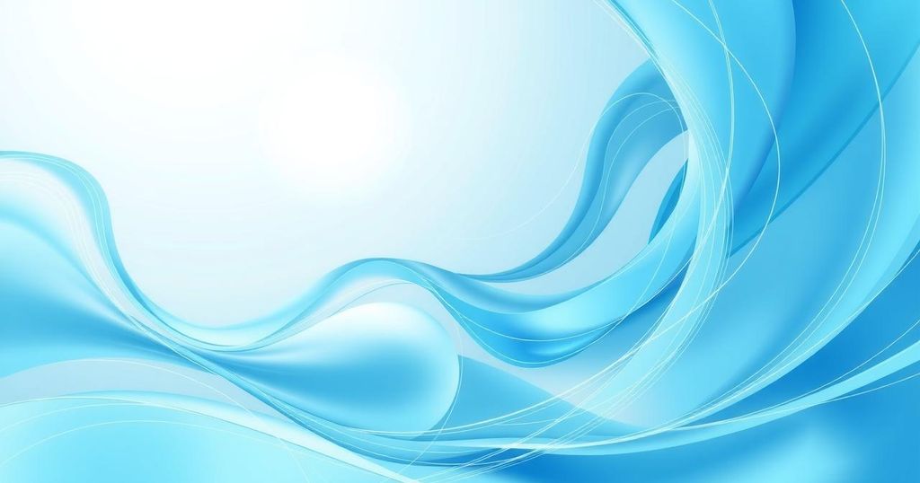 A bright light blue abstract background with swirling patterns symbolising positivity and high morale.