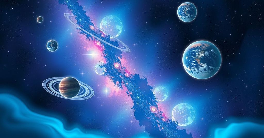 An astrological scene featuring cosmic elements symbolising hope and empowerment for zodiac signs in May.