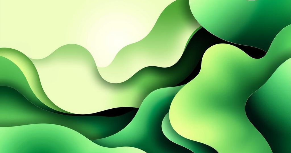 A vibrant abstract representation of positivity and harmony with shades of green, symbolizing personal growth.