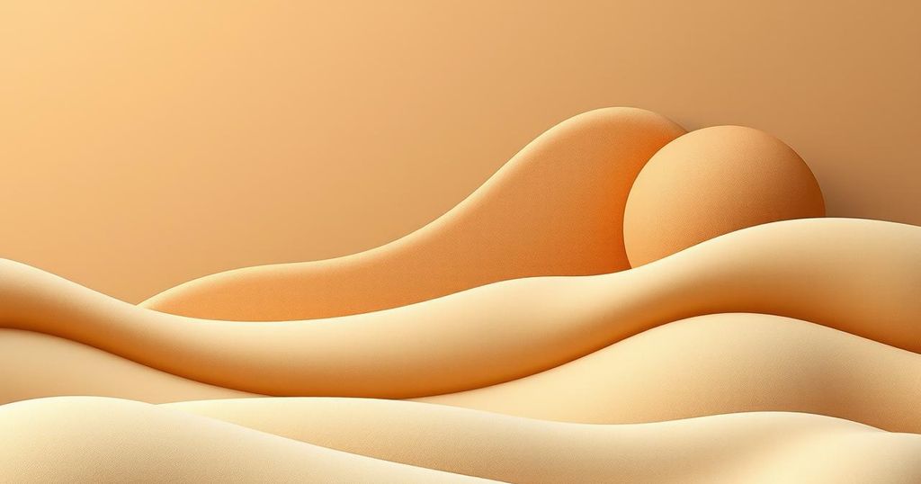 A calming scene featuring walnut brown tones, symbolising harmony and positivity, with abstract shapes and soft textures.