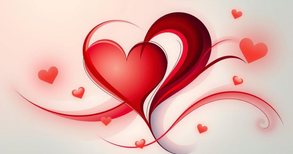 A vibrant and harmonious scene of abstract heart shapes in warm and cool tones, symbolising love and connections.