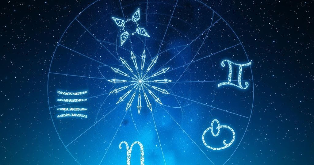 Astrological symbols and a starry night sky, reflecting profound energy and transformation during Taurus season.