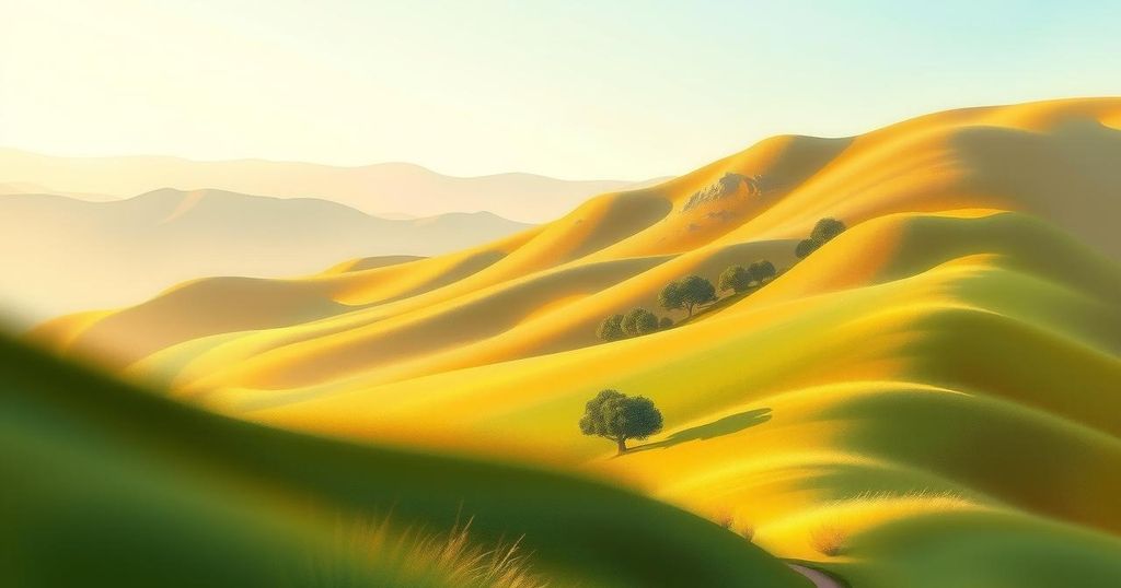 A serene landscape with soft brown tones, depicting a harmonious environment and a tranquil atmosphere.