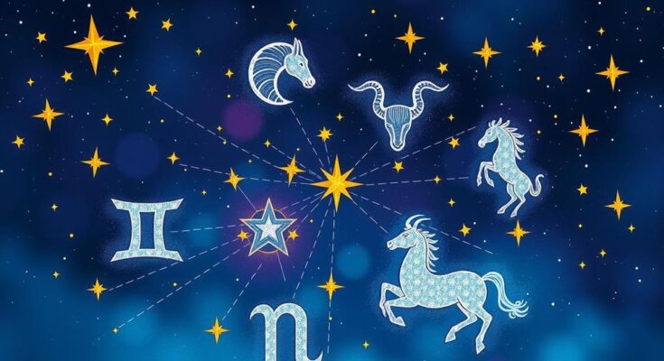 A cosmic illustration featuring zodiac signs with vibrant colours symbolising emotion and reflection for Virgo.