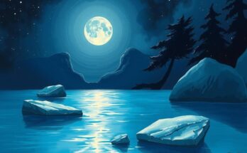 A serene night sky filled with shining stars and a glowing moon over calm waters, representing astrological influences.
