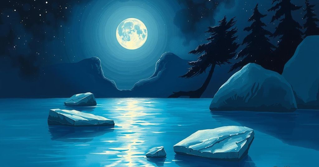 A serene night sky filled with shining stars and a glowing moon over calm waters, representing astrological influences.