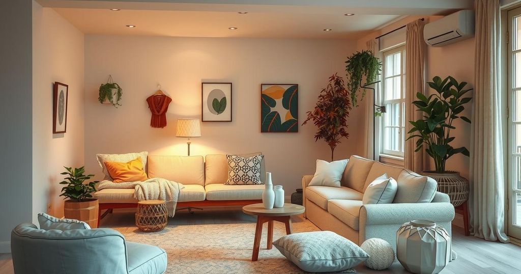 A serene home interior with warm colours, showcasing comfort and beauty tailored to personal style.