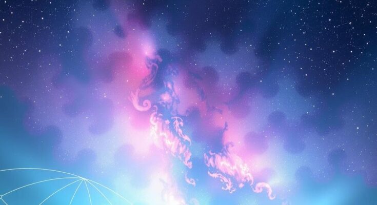 A celestial scene with zodiac symbols surrounded by soft pastel colours and gentle star patterns, evoking astrology themes.