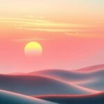 A serene landscape at sunrise with soft pastel colours and gentle hills, evoking peace and opportunity.