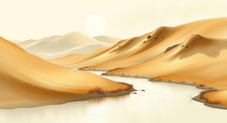 A serene landscape with soft beige tones, embodying calmness and reflection, inviting wisdom and tranquility.