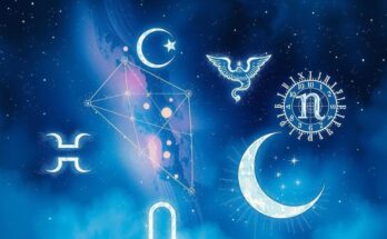 Astrological themes with celestial elements, zodiac symbols, and a mystical starry backdrop.
