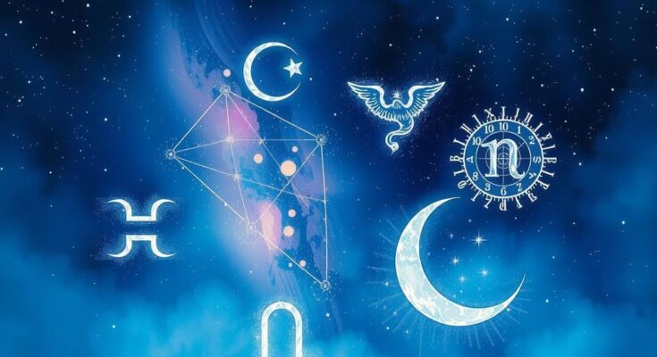 Astrological themes with celestial elements, zodiac symbols, and a mystical starry backdrop.