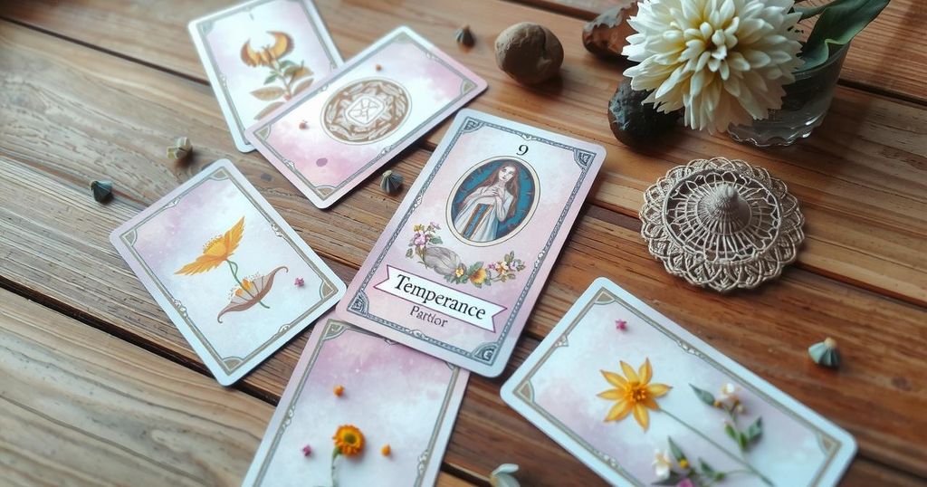 A mystical tarot card spread with a focus on golden opportunities, featuring soft pastel hues and symbolic elements.