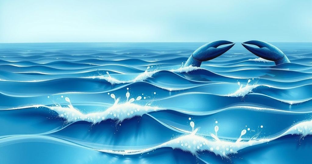 A serene seascape with a calming blue colour palette reflecting peace and balance, embodying Cancer traits and astrological themes.
