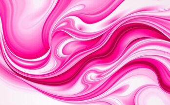 A vibrant deep pink abstract design, symbolising positivity and harmony, with smooth curves and swirling shapes.