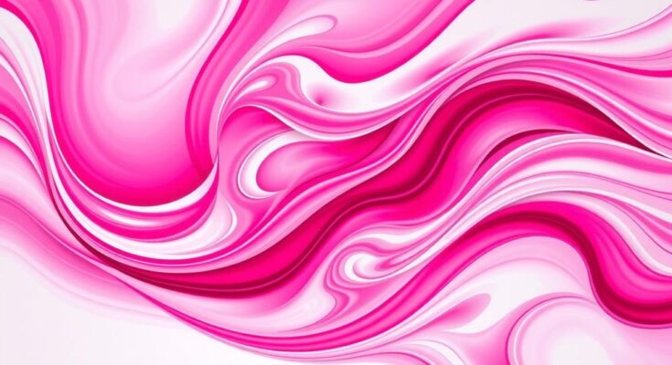 A vibrant deep pink abstract design, symbolising positivity and harmony, with smooth curves and swirling shapes.