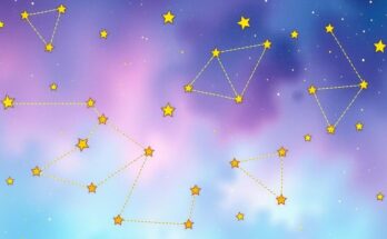 A mystical night sky depicting zodiac constellations with soft pastel colours, evoking astrology's charm.