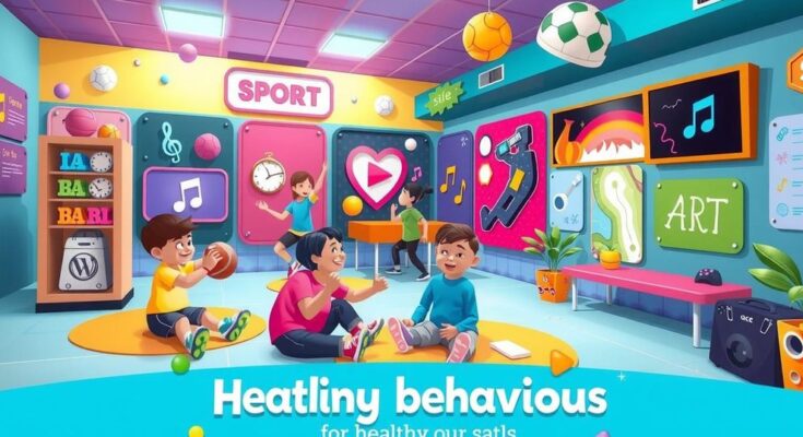 Digital games designed for adolescents promoting healthy behaviours and reducing substance use in a vibrant setting.
