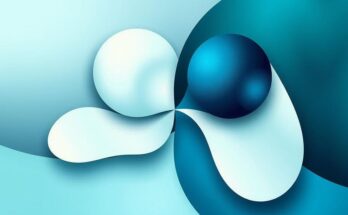 A serene abstract representation of teamwork, featuring interlocking shapes in calming blues and greens, showing trust.