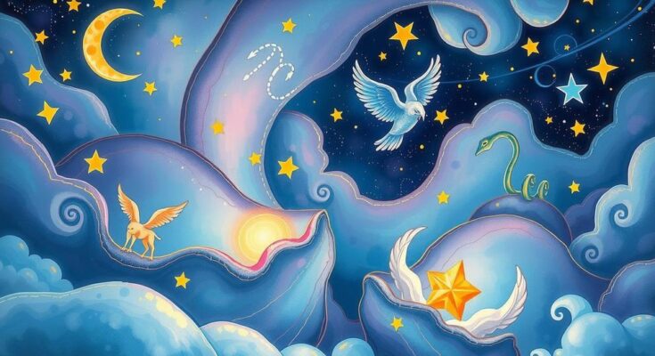 A vibrant cosmic scene with zodiac symbols, stars, and celestial patterns illustrating energy and guidance in astrology.