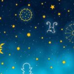 A starry night sky with astrological symbols, inspiring feelings of hope and guidance for daily fortunes.